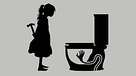 位图 插画 抽象人物 少女 坐便器 免费素材