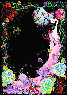 位圖 插畫 花朵 人物 少女 免費(fèi)素材