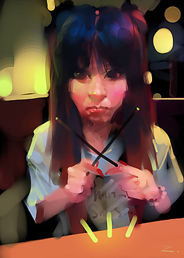 位圖 插畫 抽象人物 少女 色彩 免費(fèi)素材