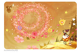 位圖 插畫 人物人物 少女 花朵 免費素材