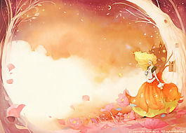 位圖 插畫 人物 少女 花 免費(fèi)素材