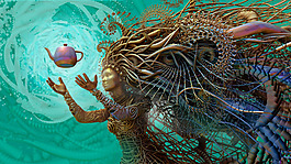 位圖 插畫 CG插畫 抽象人物 水壺 免費(fèi)素材