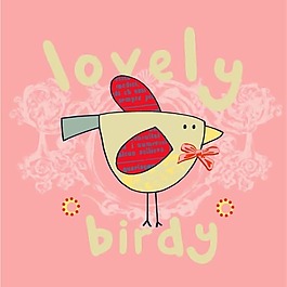 印花矢量圖 卡通動物 鳥類 文字 英文 免費素材