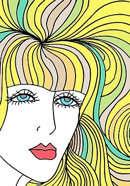 女人的臉矢量插畫摘要素描