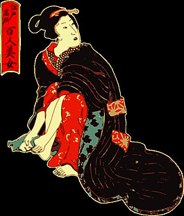 在和服的女人打掃她的腳
