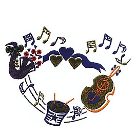 繡花 色彩 音樂 橙色 音符 免費(fèi)素材
