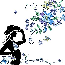 印花矢量圖 人物 少女 女人 優(yōu)雅植物 免費(fèi)素材