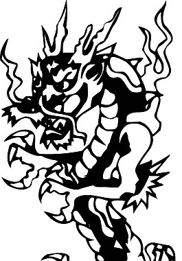 印花矢量圖 動物 龍 色彩 黑白色 免費素材