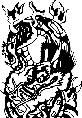 印花矢量圖 動物 龍 色彩 黑白色 免費素材