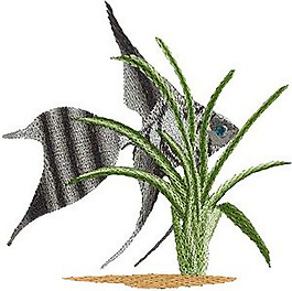 繡花 金魚 黑色 灰色 水草 免費素材