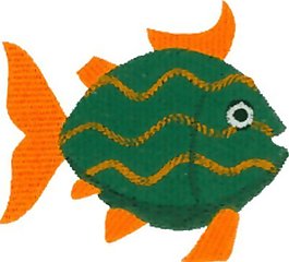 繡花 魚類 橘黃色 綠色 免費素材