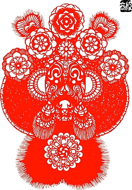 印花矢量圖 民族 臉譜 色彩 紅色 免費(fèi)素材