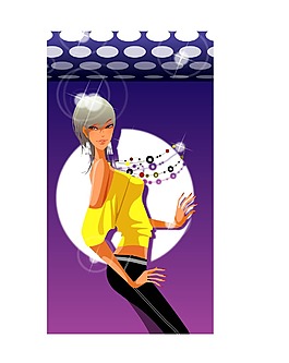印花矢量圖 人物 女人 色彩 黑色 免費(fèi)素材