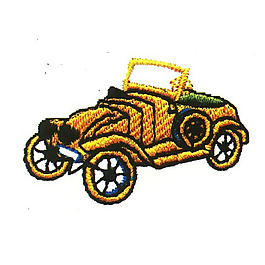 繡花 老爺車 金黃色 黑色 綠色 免費素材