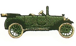 繡花 老爺車 綠色 黃色 家紡 免費素材