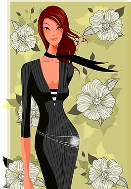 印花矢量圖 人物 女人 花 色彩 免費(fèi)素材