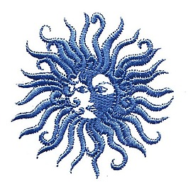 繡花 太陽 藍色 可愛 免費素材