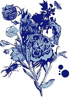 印花矢量圖 優(yōu)雅植物 玫瑰花 色彩 淺藍(lán)色 免費(fèi)素材