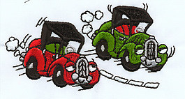 繡花 老爺車 綠色 免費素材