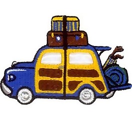 繡花 十字繡 汽車 棕色 免費素材