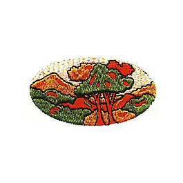 繡花 樹木 小山 綠色 免費素材