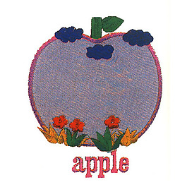 繡花 英文Apple 蘋果 花 免費素材