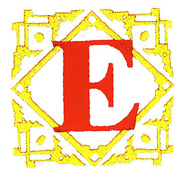 繡花 文字 英文 E 色彩 免費素材