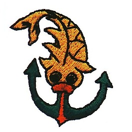 繡花 色彩 青色 魚 船錨 免費素材