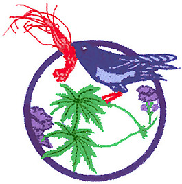 繡花 動物 鳥類 植物 草 免費素材