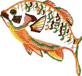 繡花 動物 魚 花紋 色彩 免費素材