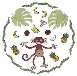繡花 動(dòng)物 猴子 植物 水果 免費(fèi)素材