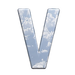 從藍色的天空 白色隔離一個字母字符集