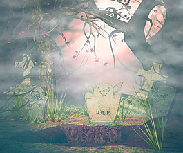 可怕的墓地的背景