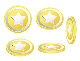 金色的星星矢量的硬幣