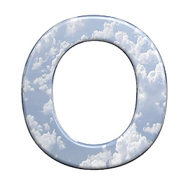 從藍色的天空 白色隔離一個字母字符集