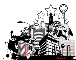 垃圾的城市背景矢量插畫(huà)