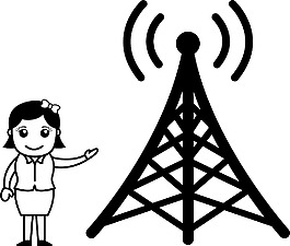 女孩表現出電視信號塔