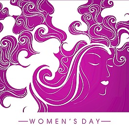 三八婦女節(jié)賀卡或海報用花裝飾背景女孩插畫設(shè)計
