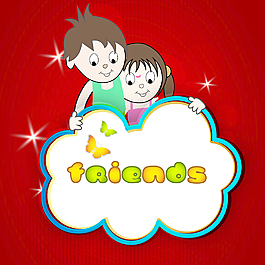 快樂友誼日背景與可愛的小friendsm可以作為旗幟