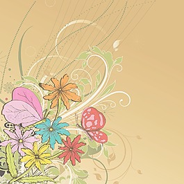 復(fù)古花卉背景矢量
