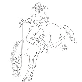 牛仔騎野馬野馬