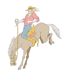 牛仔騎野馬野馬