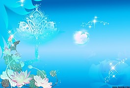 藍色夢幻花朵背景