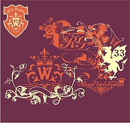 印花矢量圖 動物 文字 色彩 徽章標記 免費素材