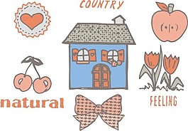 印花矢量圖 文字 色彩 建筑 平房 免費(fèi)素材