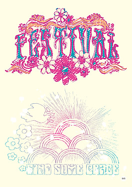 印花矢量圖 色彩 文字 英文 花 免費(fèi)素材