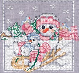 繡花 房子 滑雪 雪人 樹 免費素材