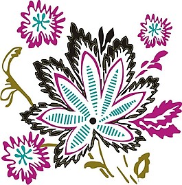 印花矢量圖 優(yōu)雅植物 色彩 草 花 免費素材