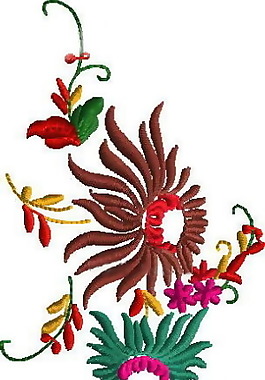 绣花 花 红色 绿色 黄色 免费素材