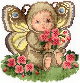 繡花 蝴蝶 嬰兒 花 草 免費(fèi)素材